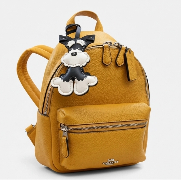 Coach Mustard Medium Backpack with Dog Charm